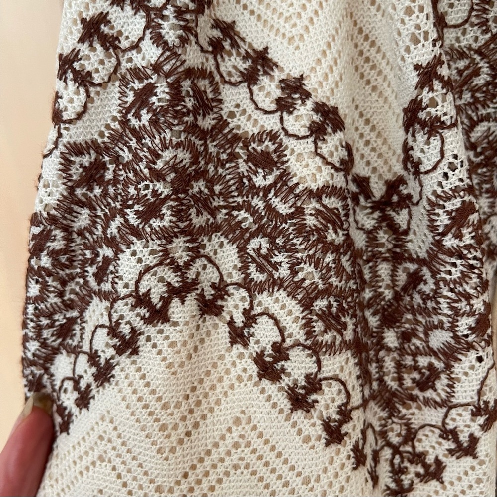 Venus Bohemian Spaghetti Strap Maxi Lace Overlay Dress Sz 1X Chevron Embroidered - Picture 6 of 16